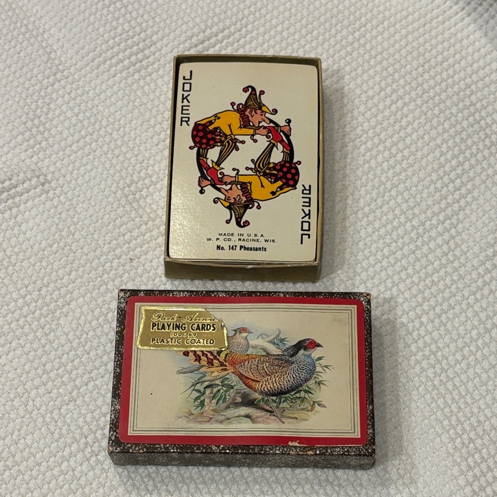 Vintage Park Avenue Plastic Coated Playing Cards with Pheasant Design